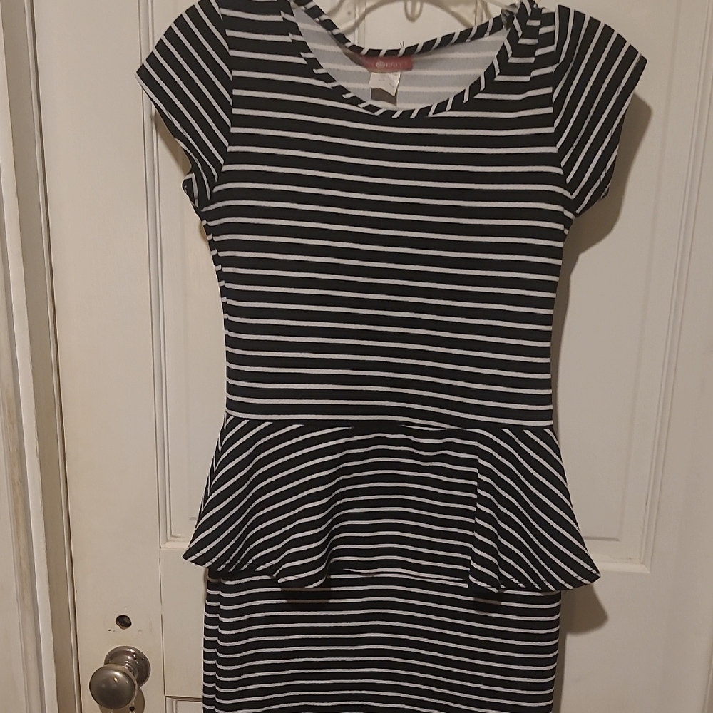 Striped Black and White Kids Dress